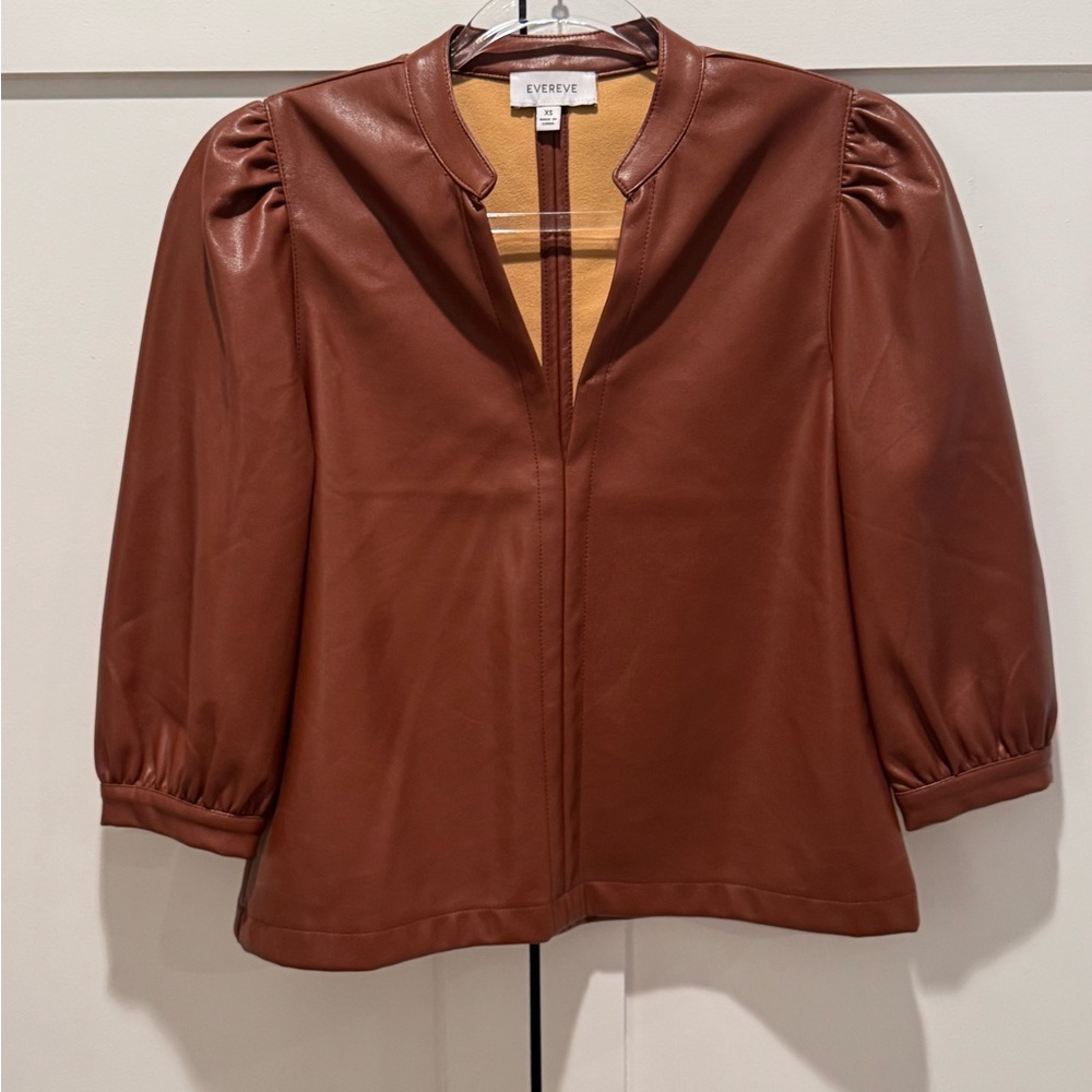 Evereve Brown Faux Leather Shirt